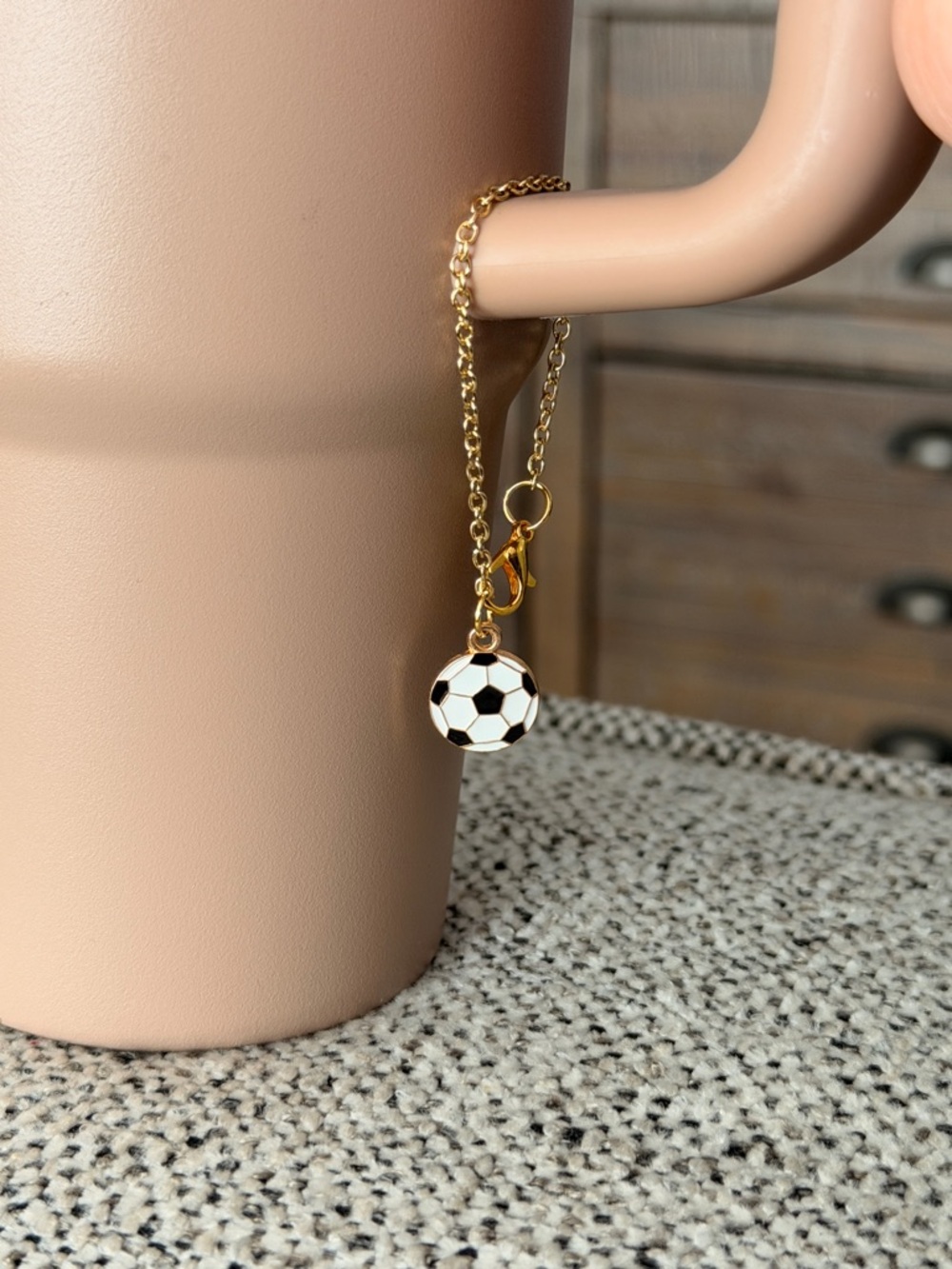 Gold Soccer Ball Charm for water cups
